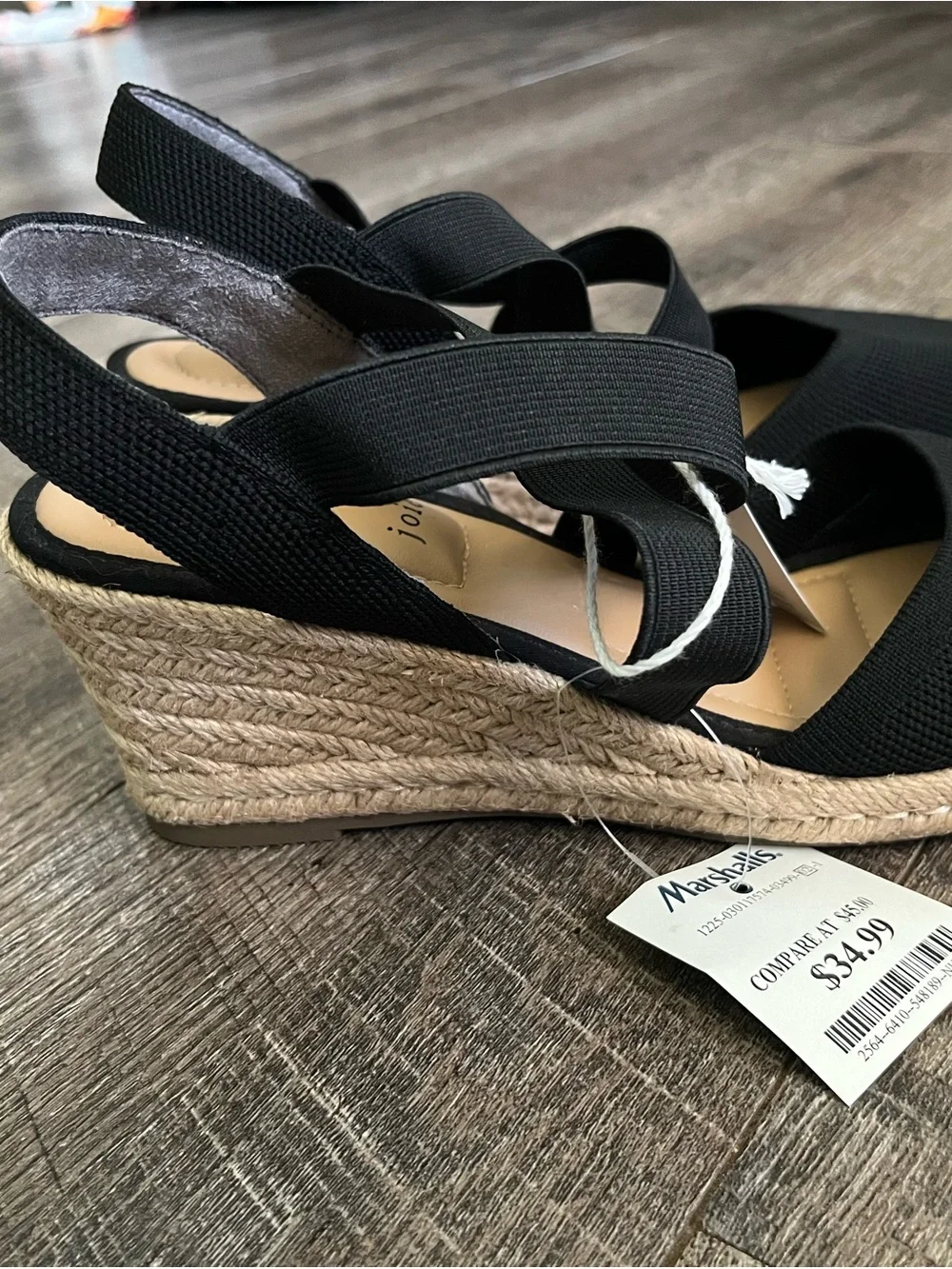 Joie Black Espadrille Slingback Wedge with Elastic Cross Straps